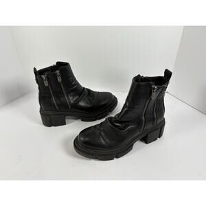 Blowfish 4Earth Black Platform Ankle Boots Double Zip Lug Sole Womens